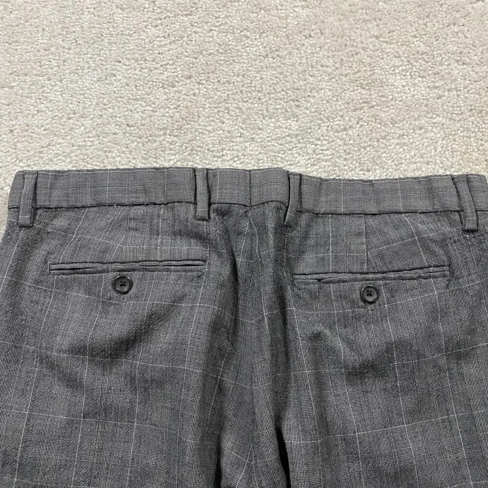 Banana Republic Pants Mens 34x30* Gray Wool Glen Plaid Slim Fit Dress Trousers